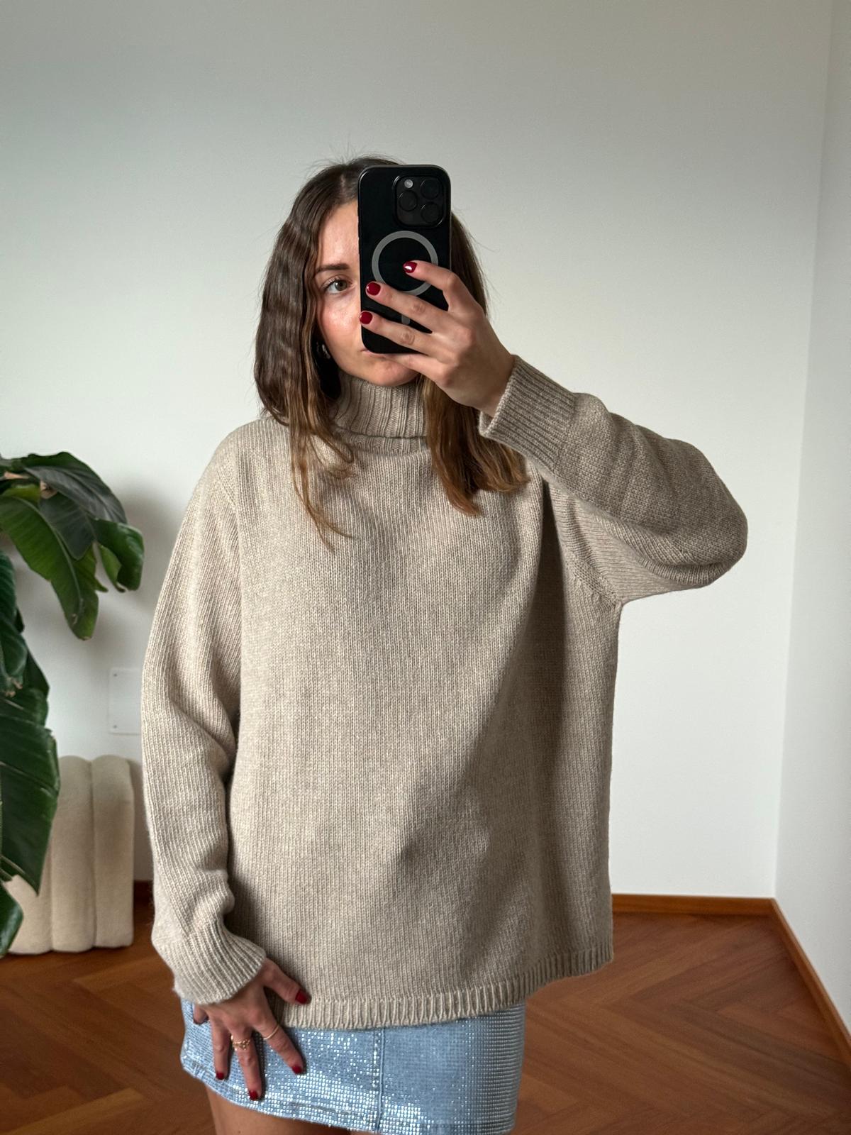 PULL COLLO ALTO MISTO CASHMERE