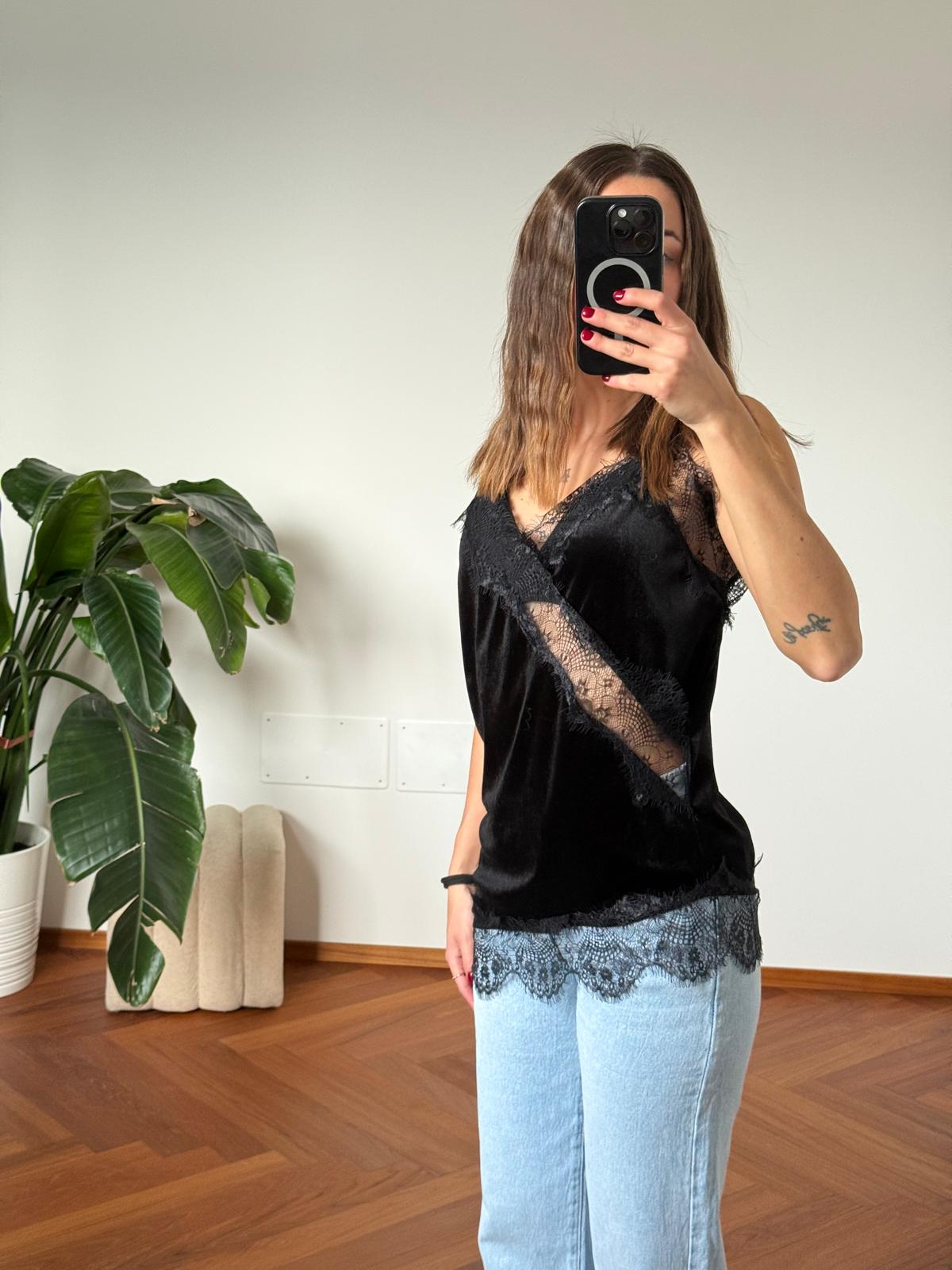 CANOTTA VELLUTO E PIZZO