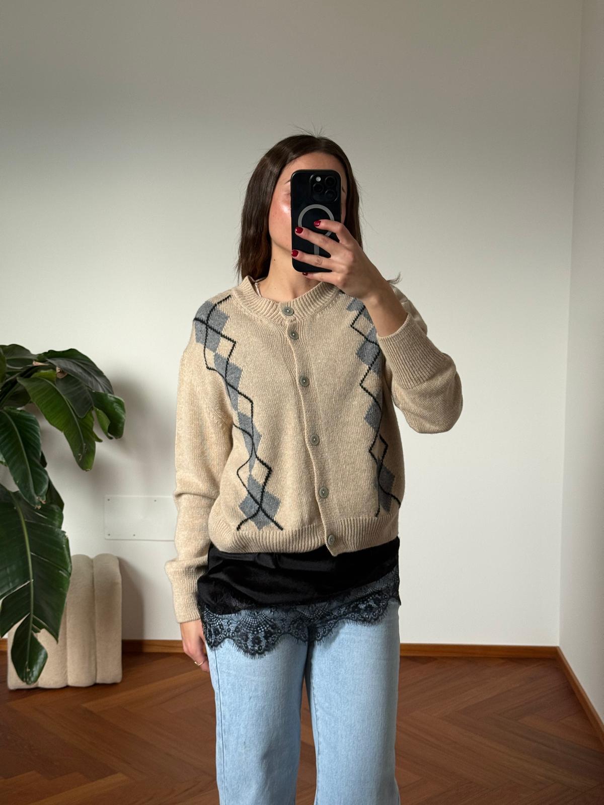 CARDIGAN MISTO LANA ROMBI