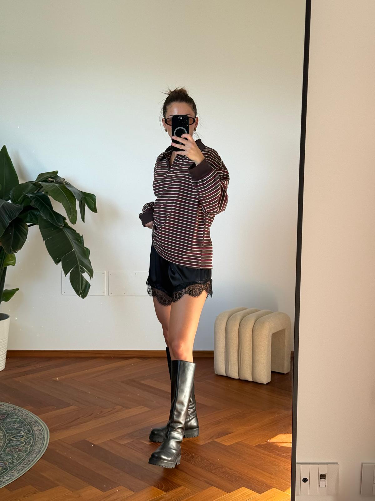 SHORTS IN RASO E PIZZO