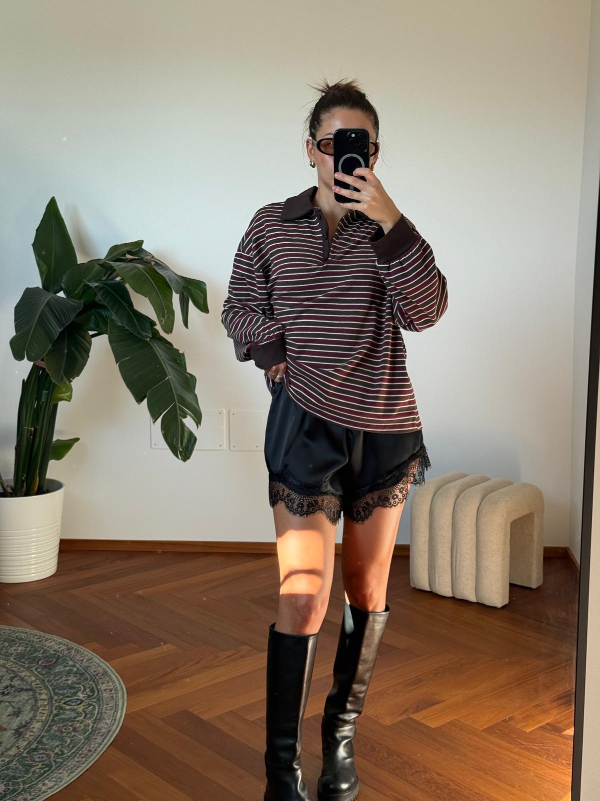 SHORTS IN RASO E PIZZO