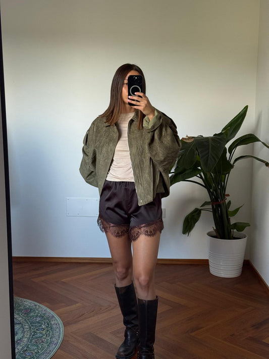 SHORTS IN RASO E PIZZO