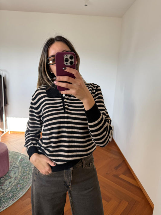 POLO RIGHE MISTO CASHMERE