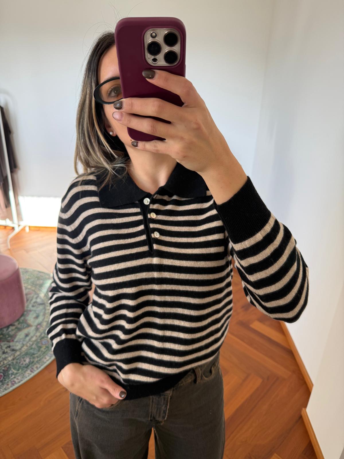 POLO RIGHE MISTO CASHMERE