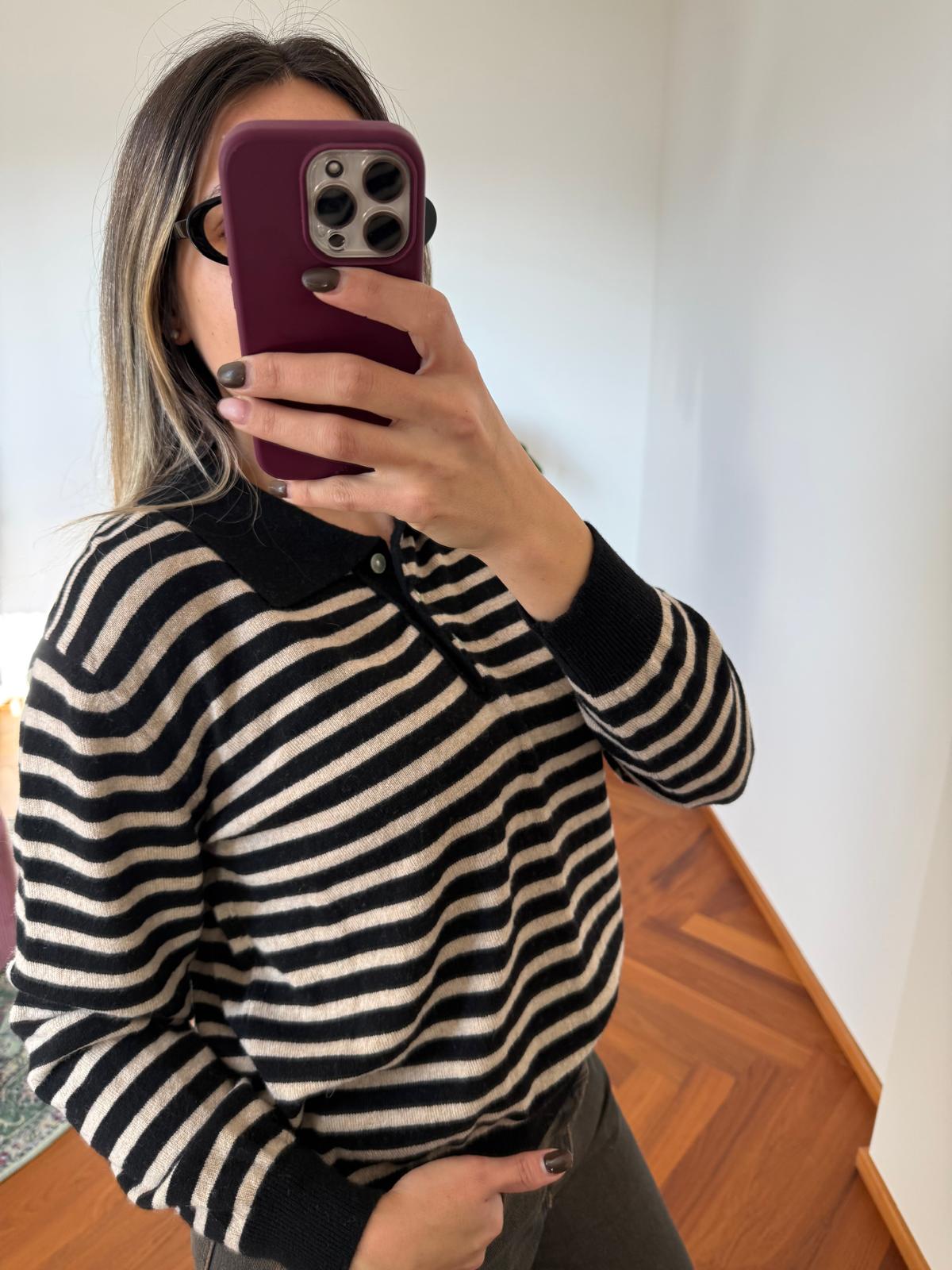 POLO RIGHE MISTO CASHMERE