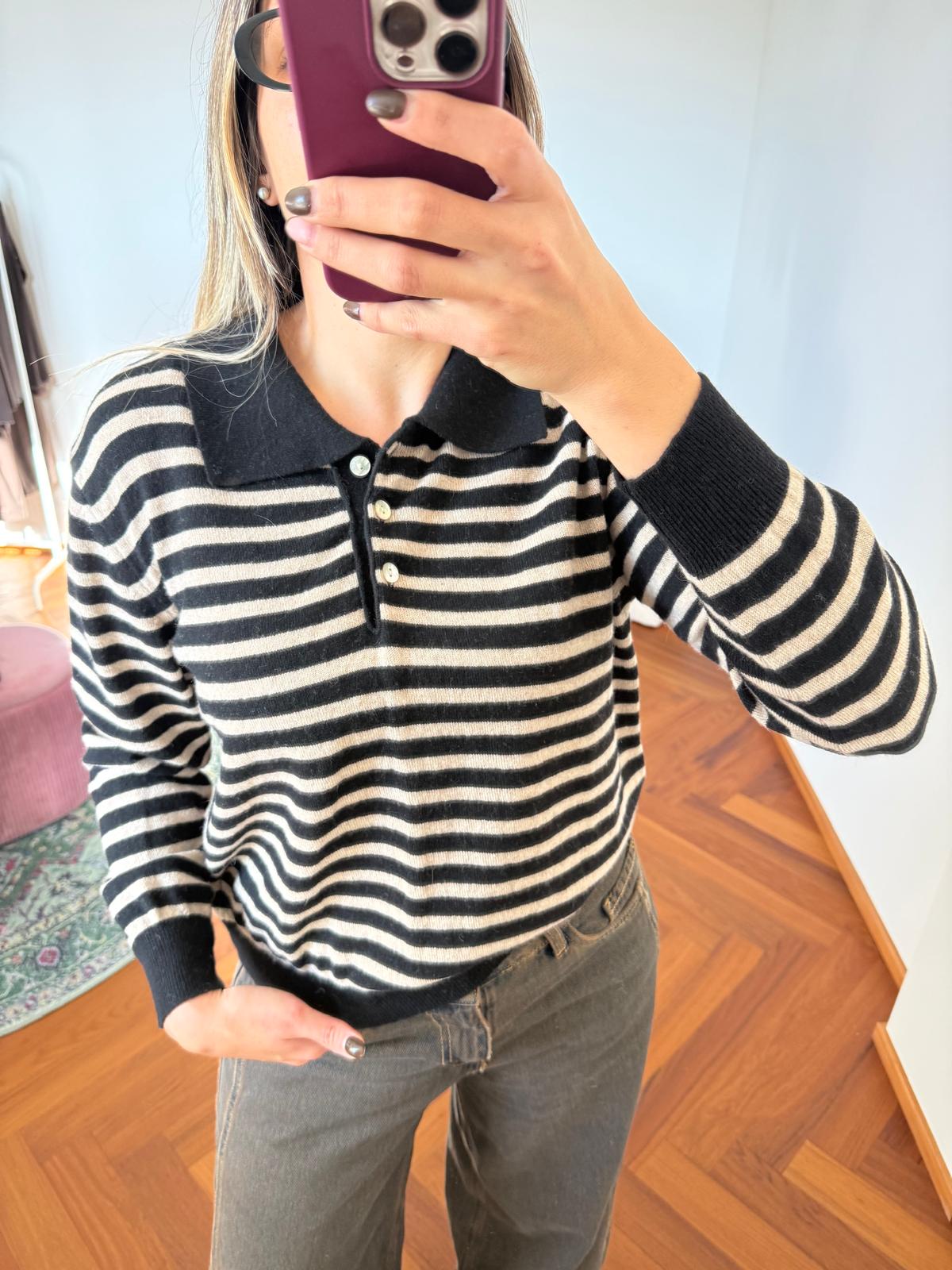 POLO RIGHE MISTO CASHMERE