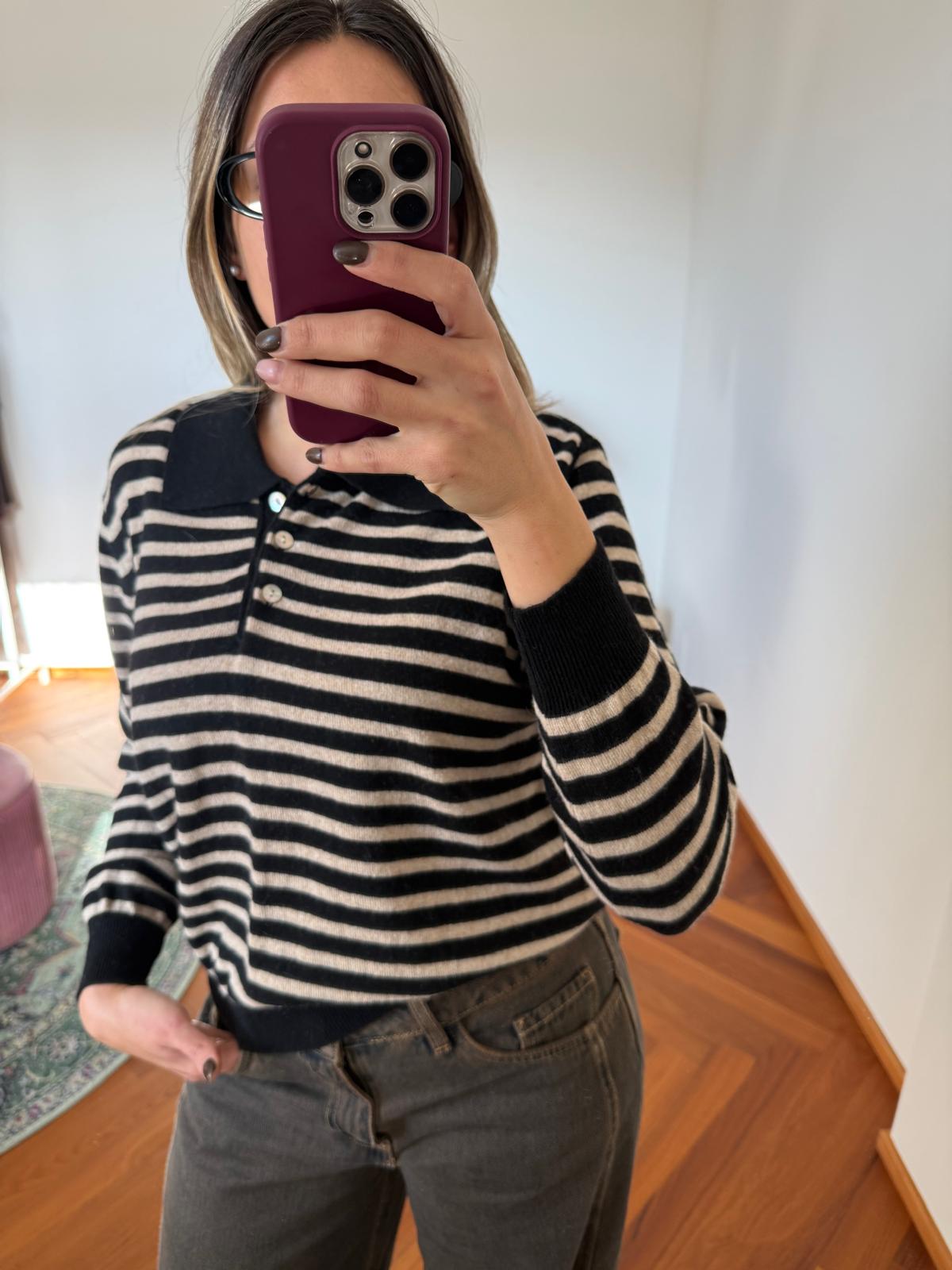 POLO RIGHE MISTO CASHMERE