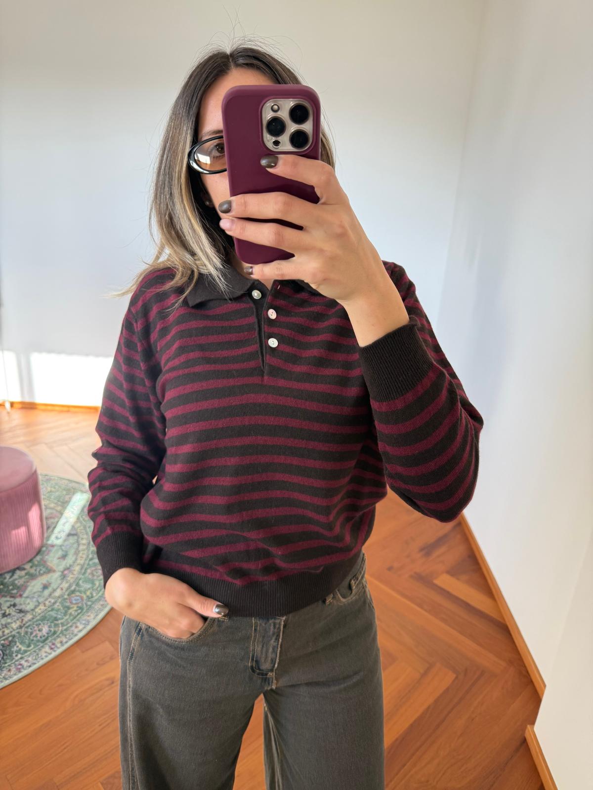 POLO RIGHE MISTO CASHMERE