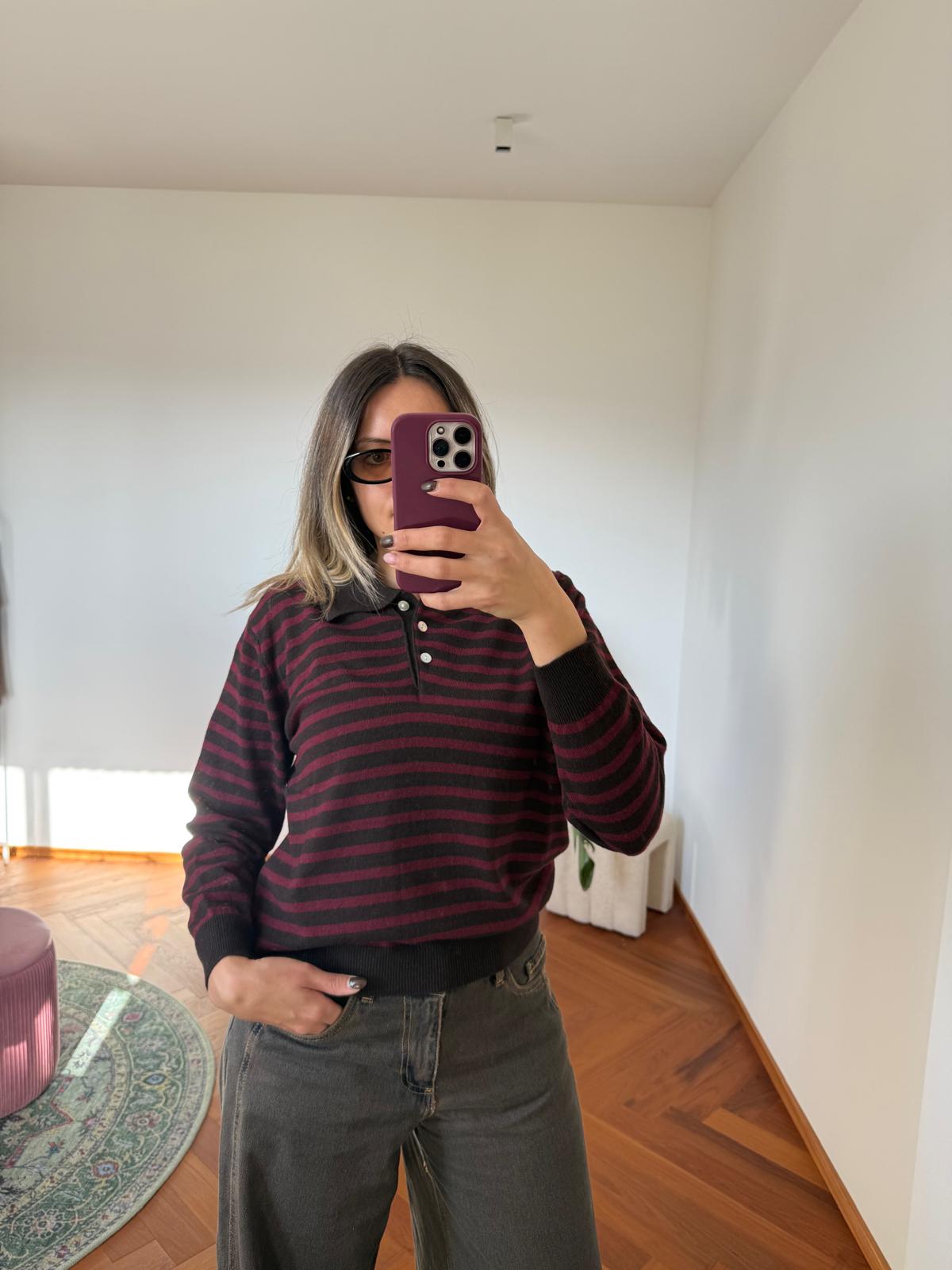 POLO RIGHE MISTO CASHMERE