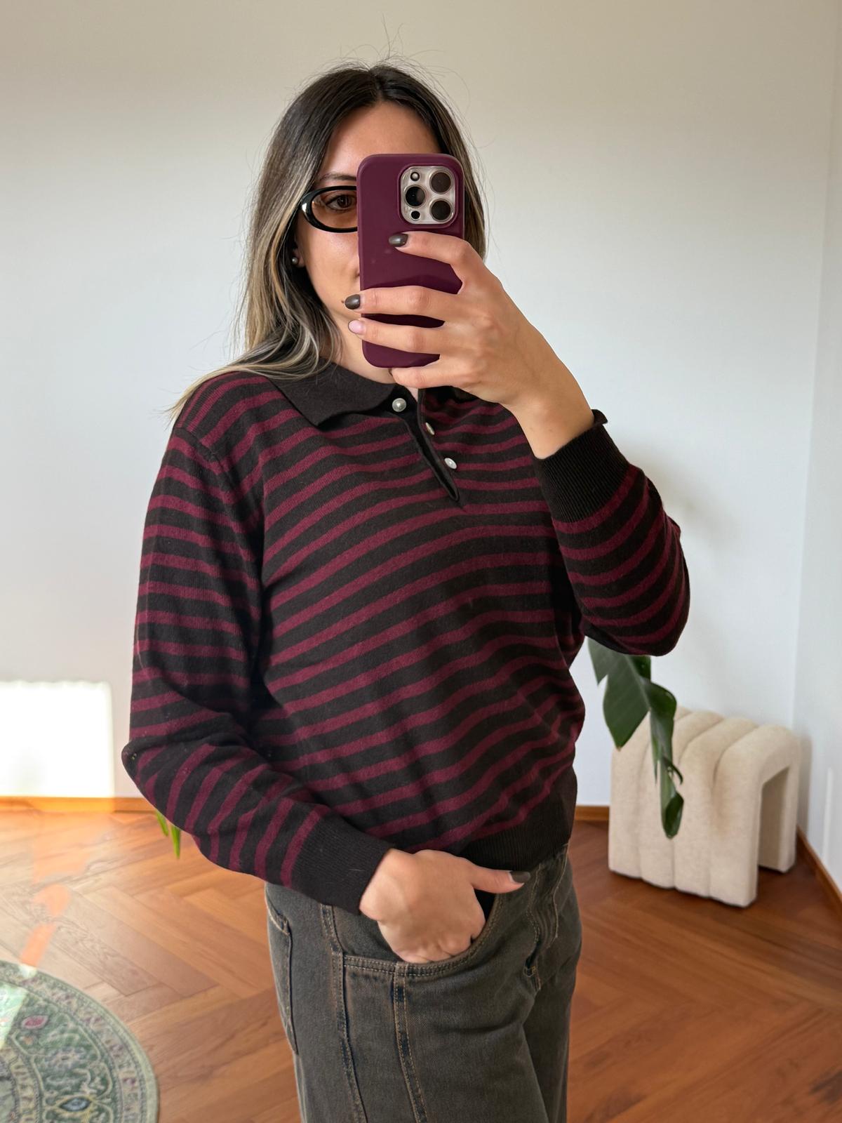 POLO RIGHE MISTO CASHMERE