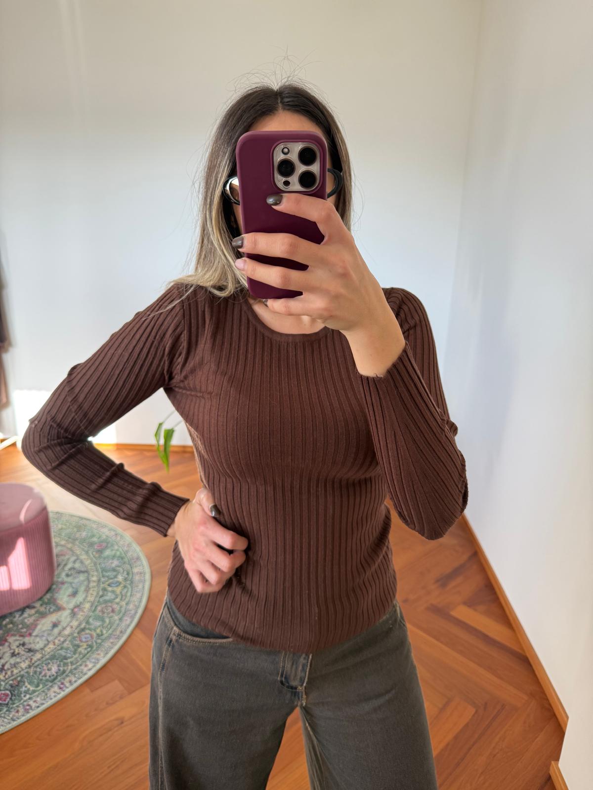 MAGLIA A COSTINE MISTO VISCOSA