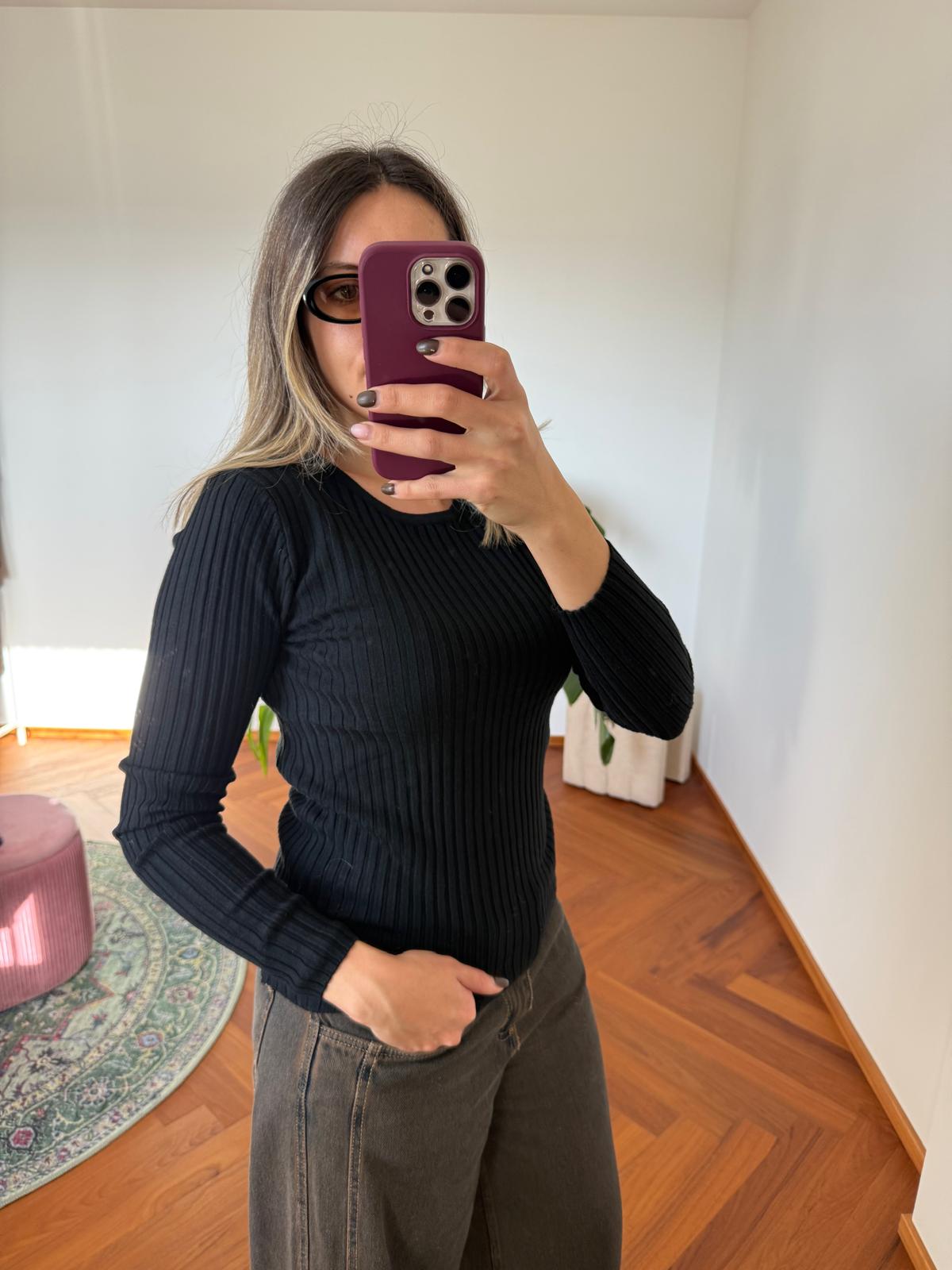 MAGLIA A COSTINE MISTO VISCOSA