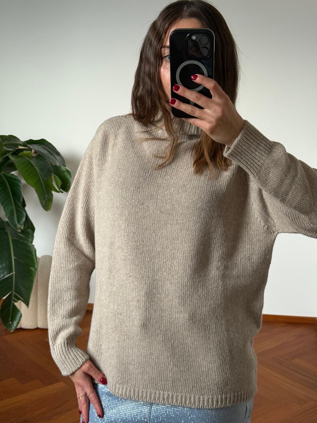 PULL COLLO ALTO MISTO CASHMERE