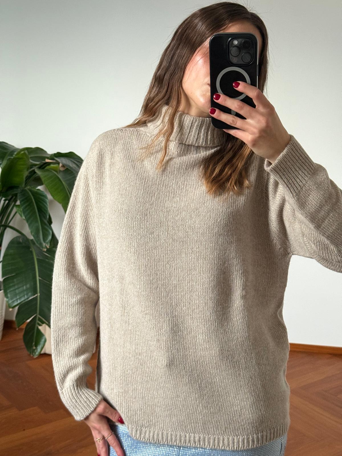 PULL COLLO ALTO MISTO CASHMERE