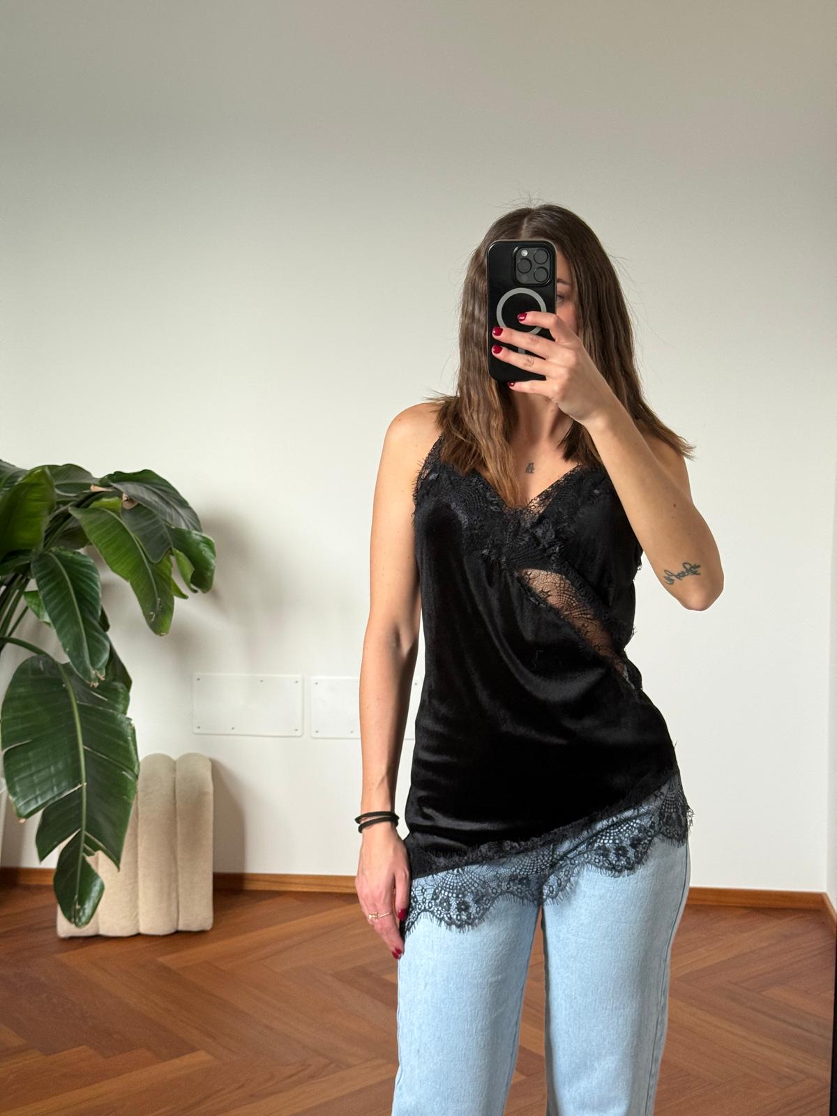 CANOTTA VELLUTO E PIZZO