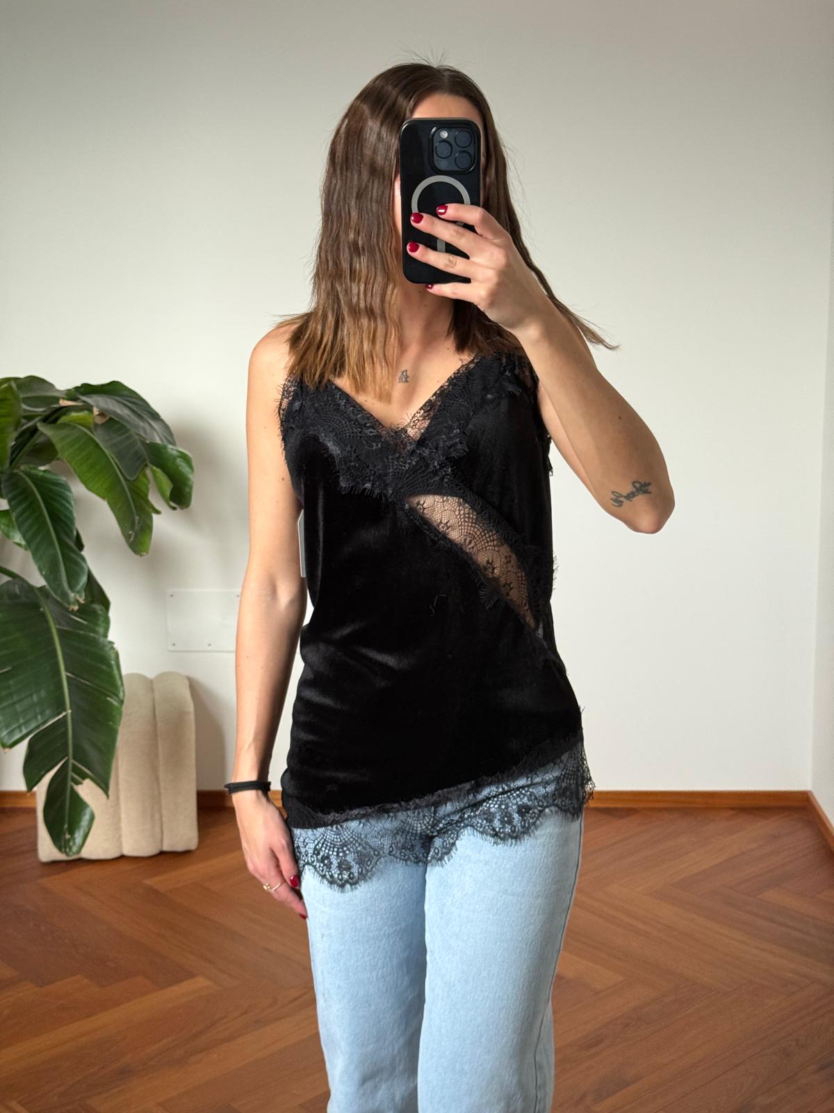 CANOTTA VELLUTO E PIZZO