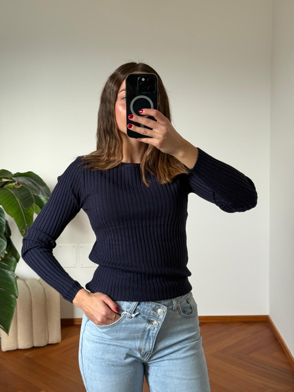 MAGLIA A COSTINE MISTO VISCOSA