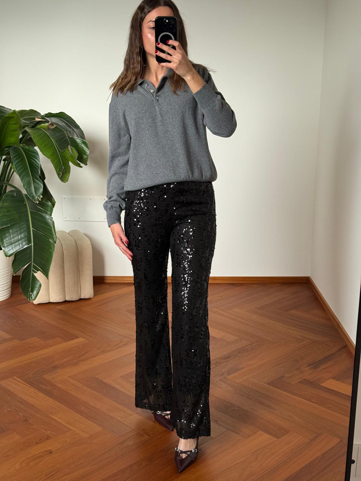 PANTALONE A ZAMPA PAILLETTES