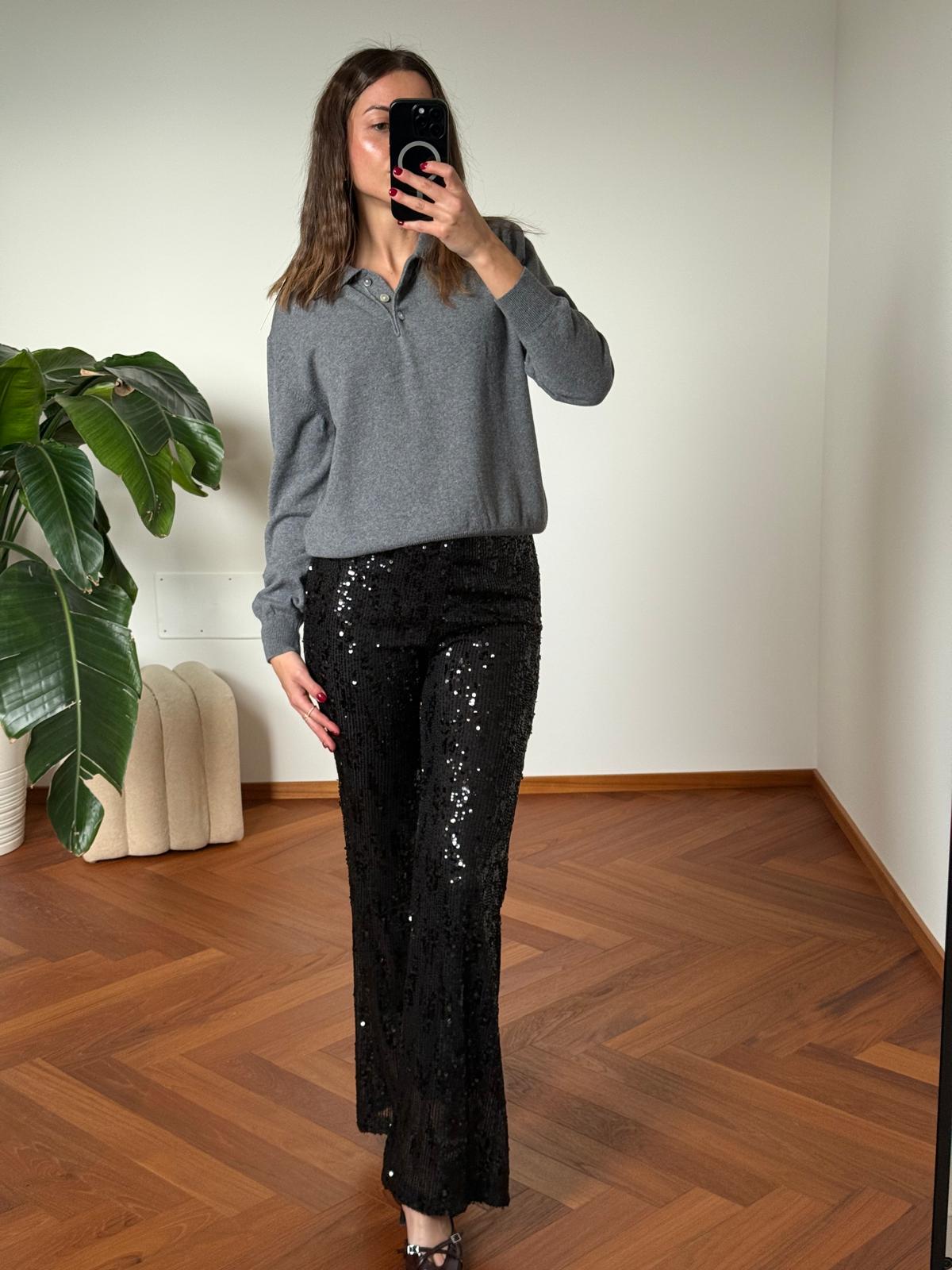PANTALONE A ZAMPA PAILLETTES