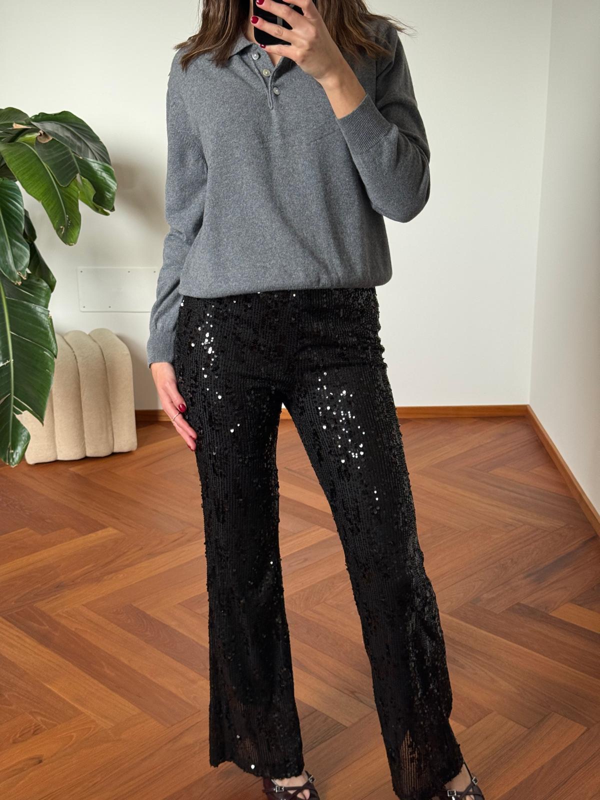 PANTALONE A ZAMPA PAILLETTES