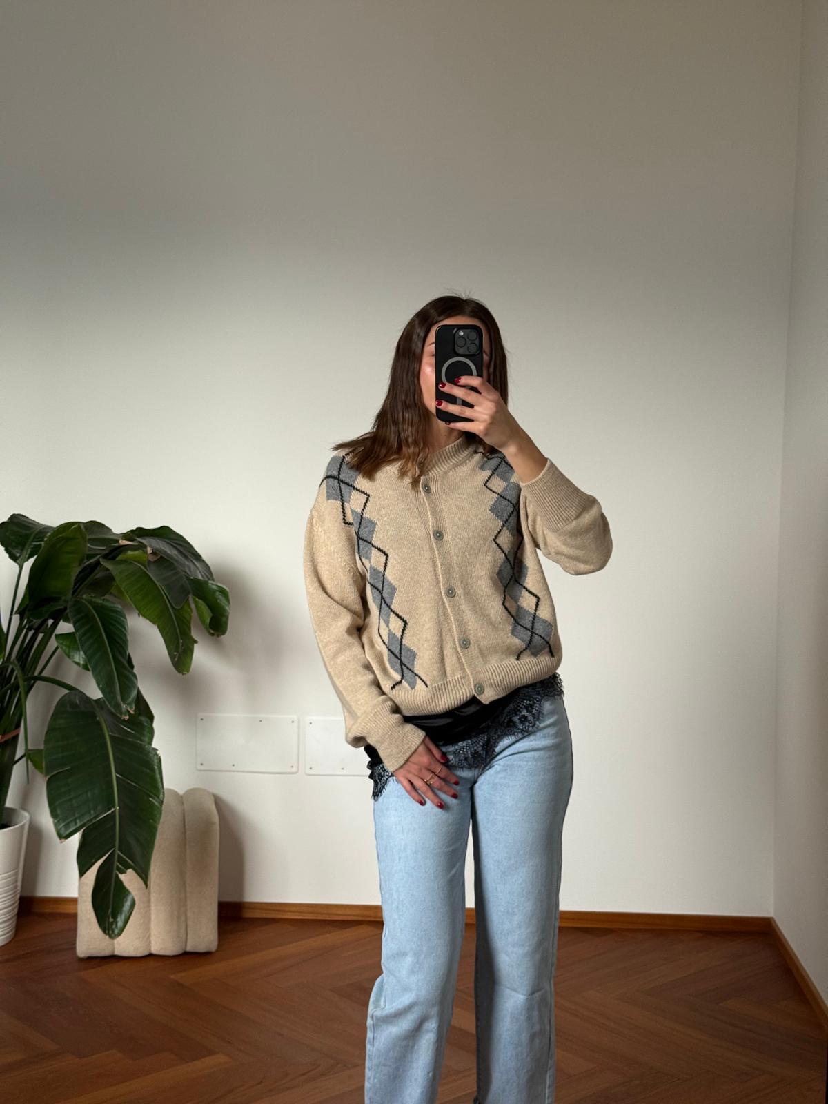 CARDIGAN MISTO LANA ROMBI