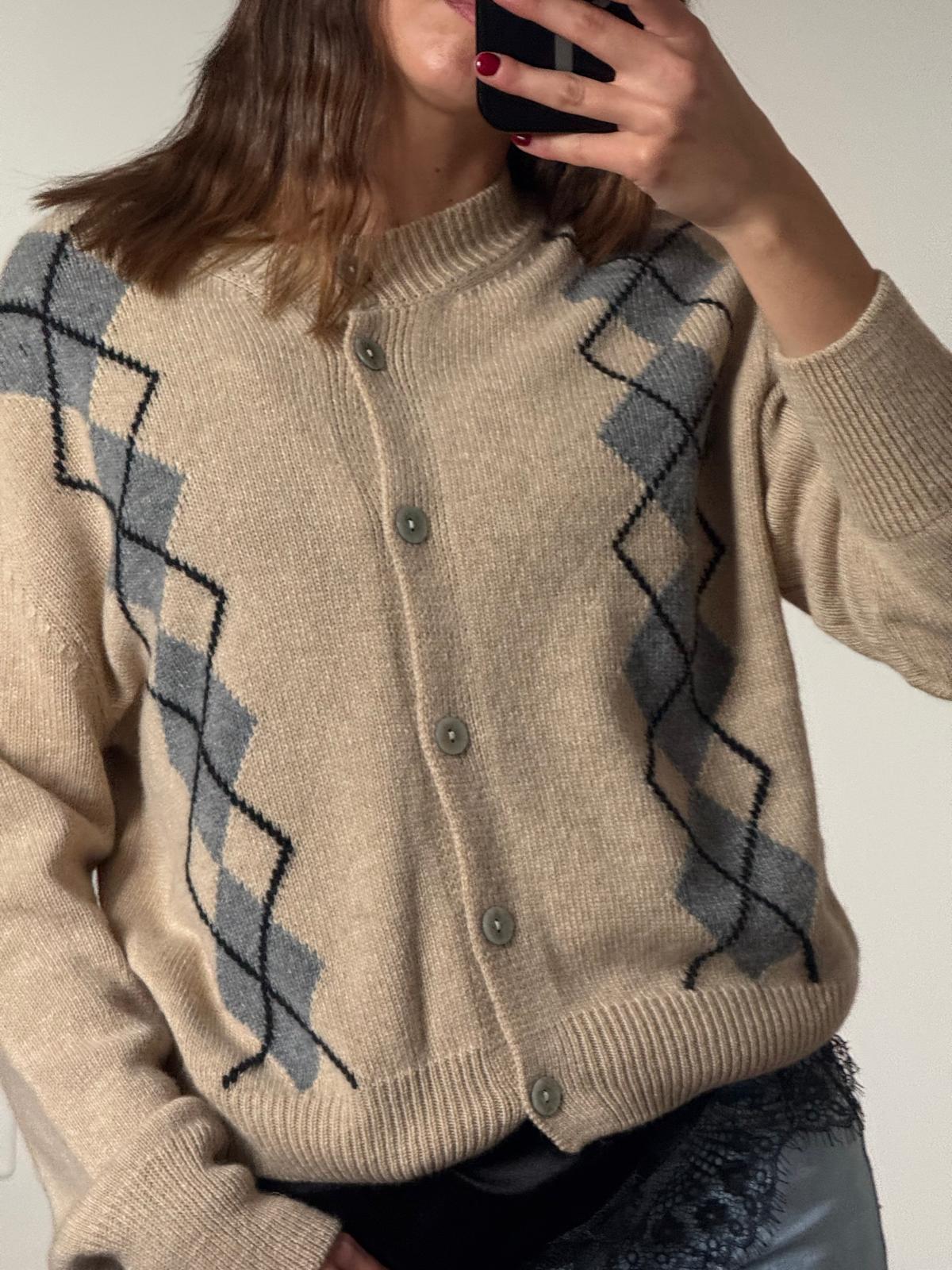 CARDIGAN MISTO LANA ROMBI