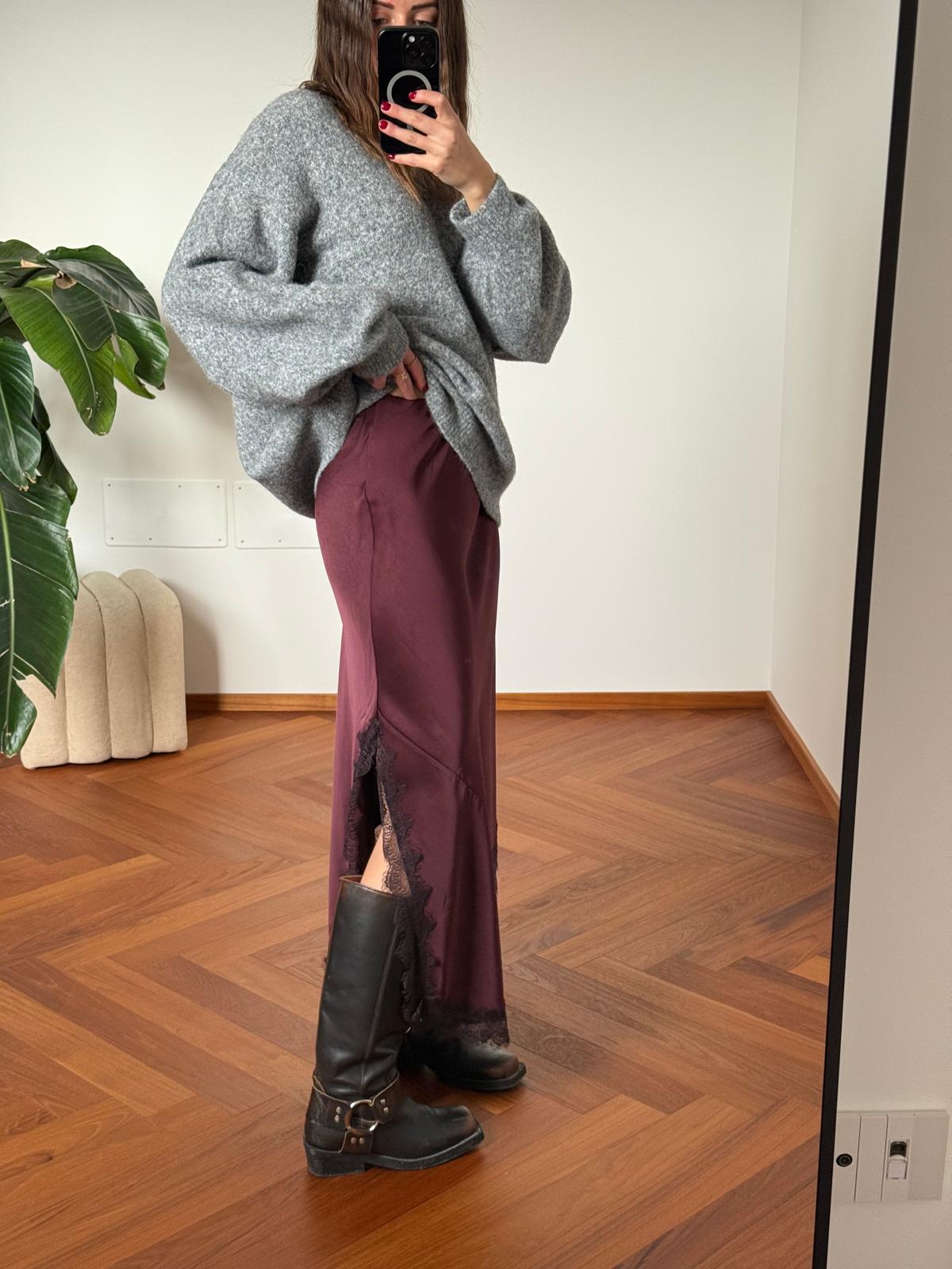 LONGUETTE SATIN CON PIZZO