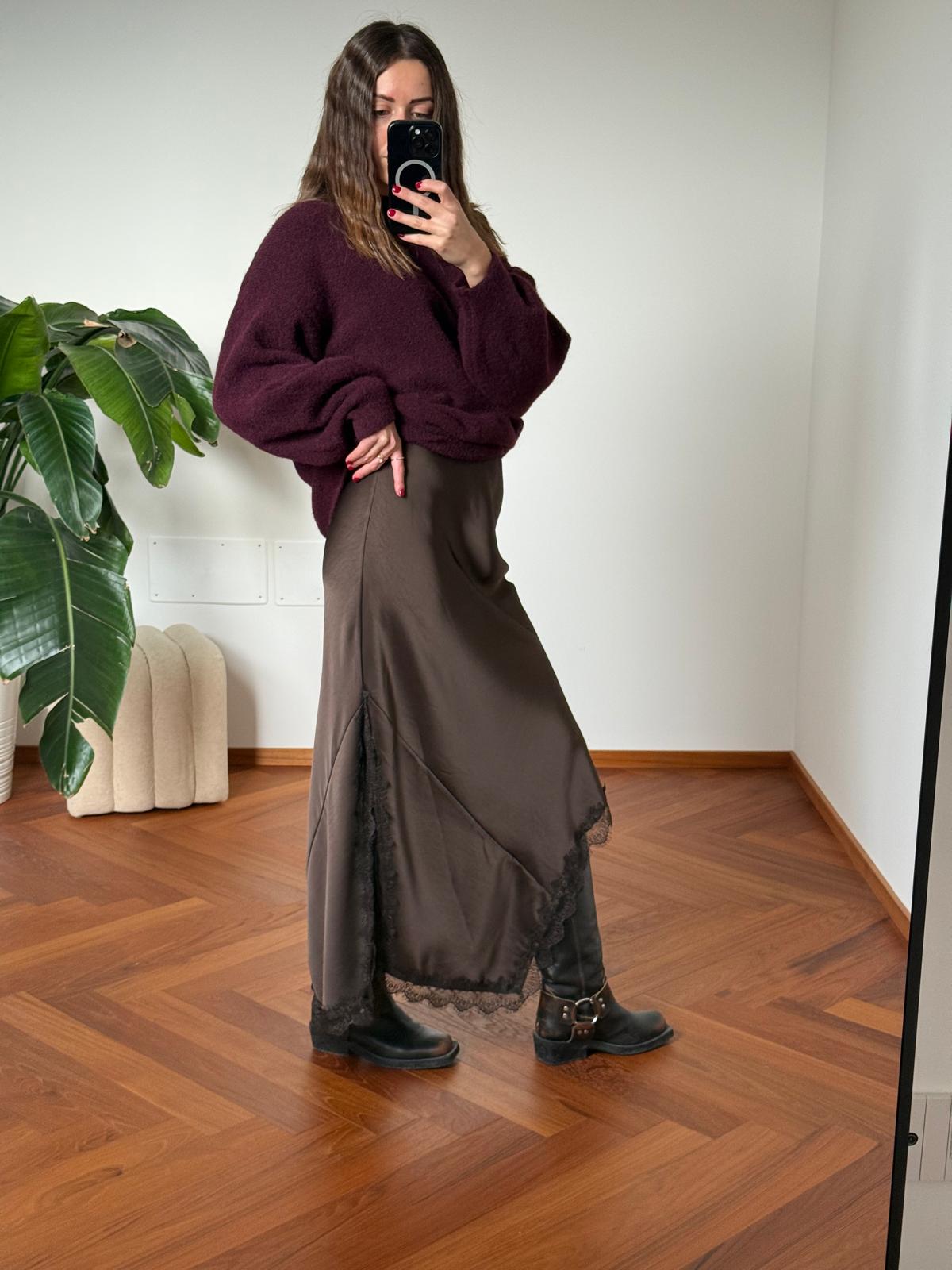 LONGUETTE SATIN CON PIZZO