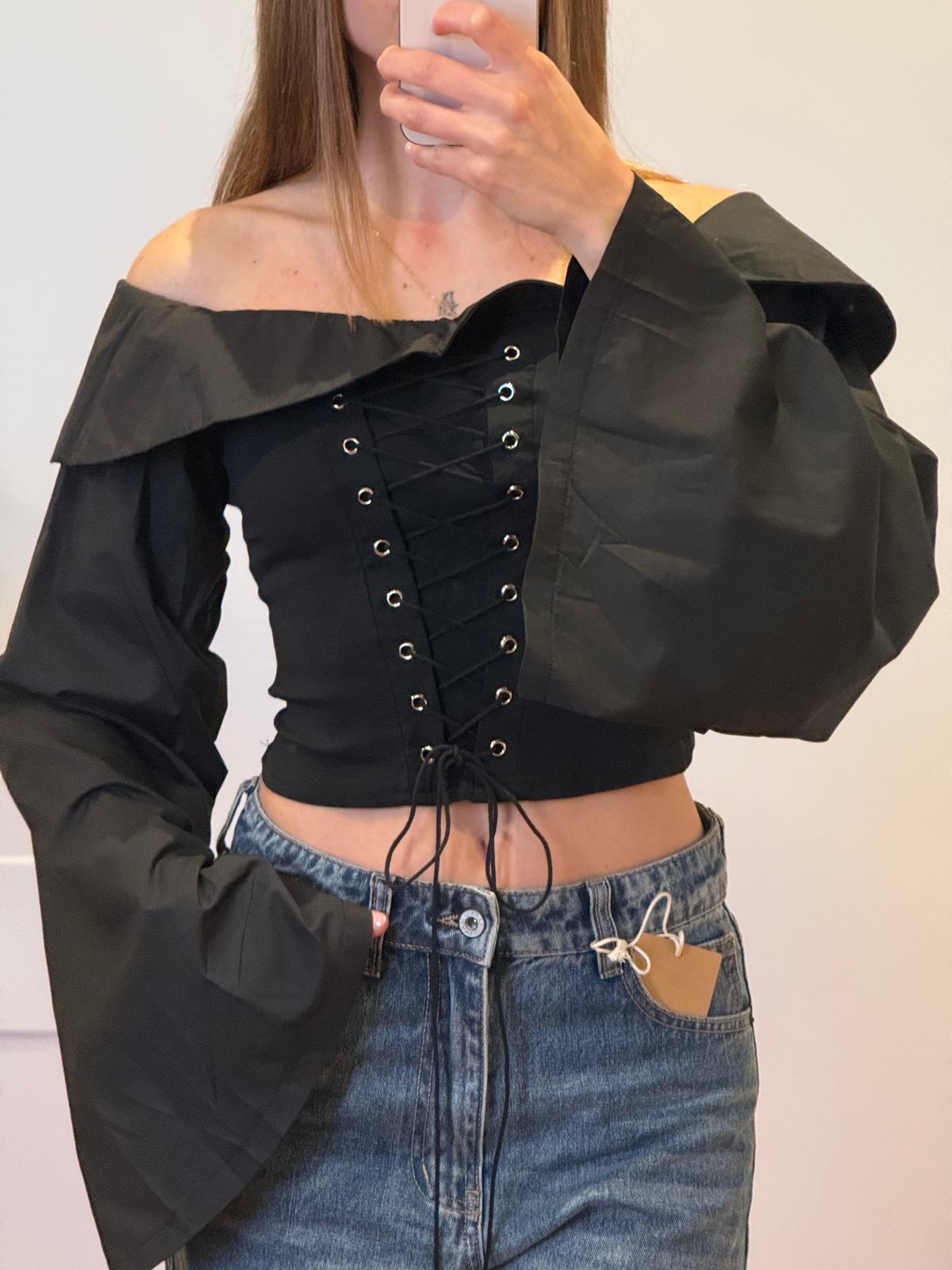CORSET TOP MANICHE AMPIE