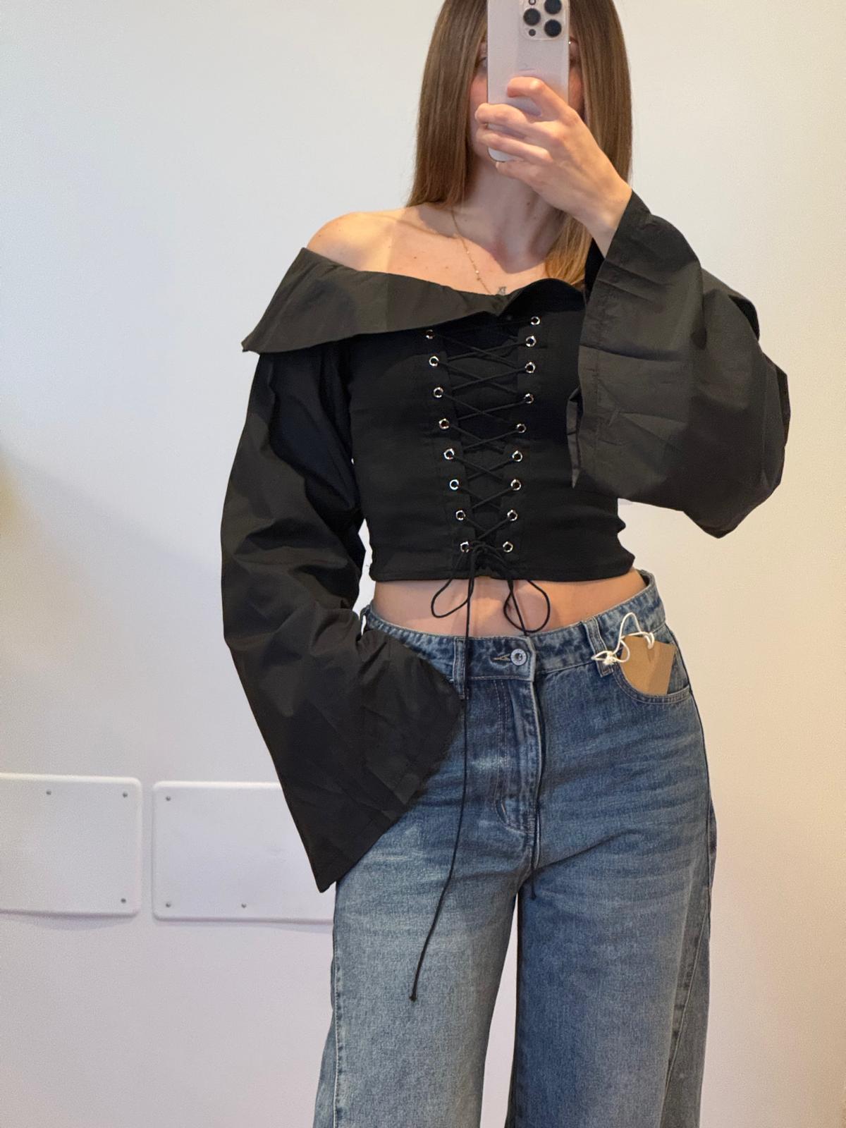 CORSET TOP MANICHE AMPIE