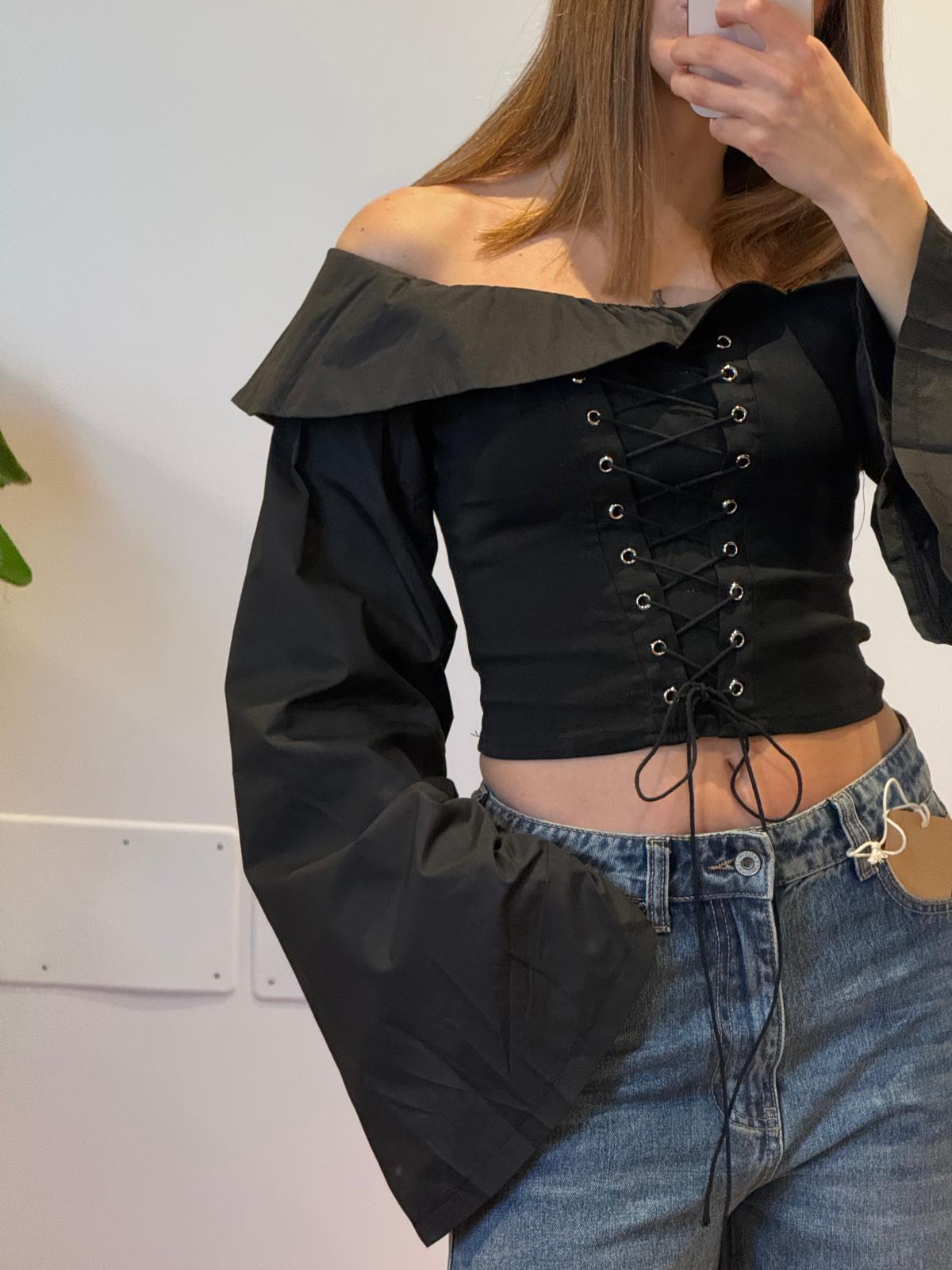 CORSET TOP MANICHE AMPIE