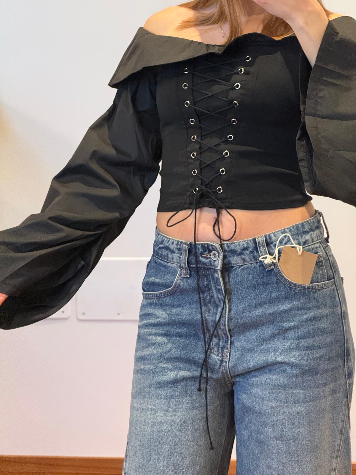 CORSET TOP MANICHE AMPIE