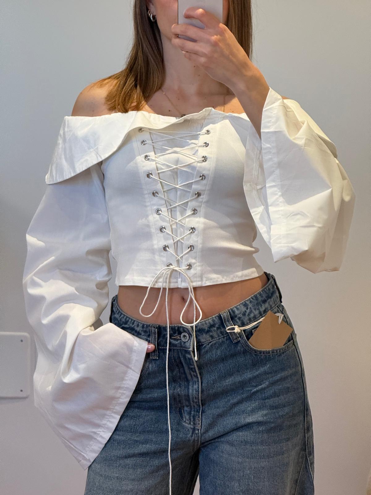 CORSET TOP MANICHE AMPIE