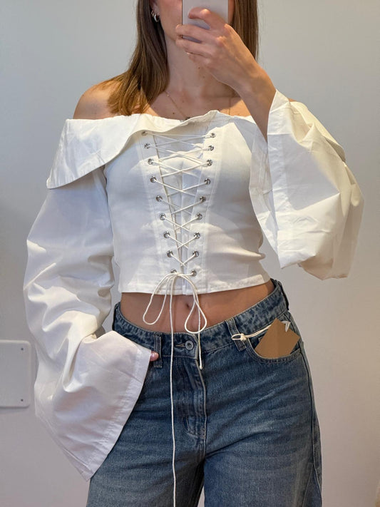 CORSET TOP MANICHE AMPIE