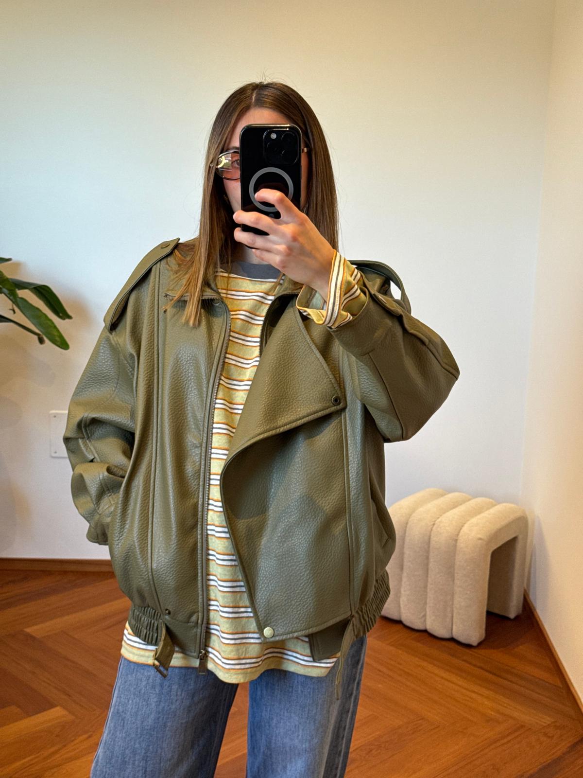 BOMBER ECOPELLE OLIVA