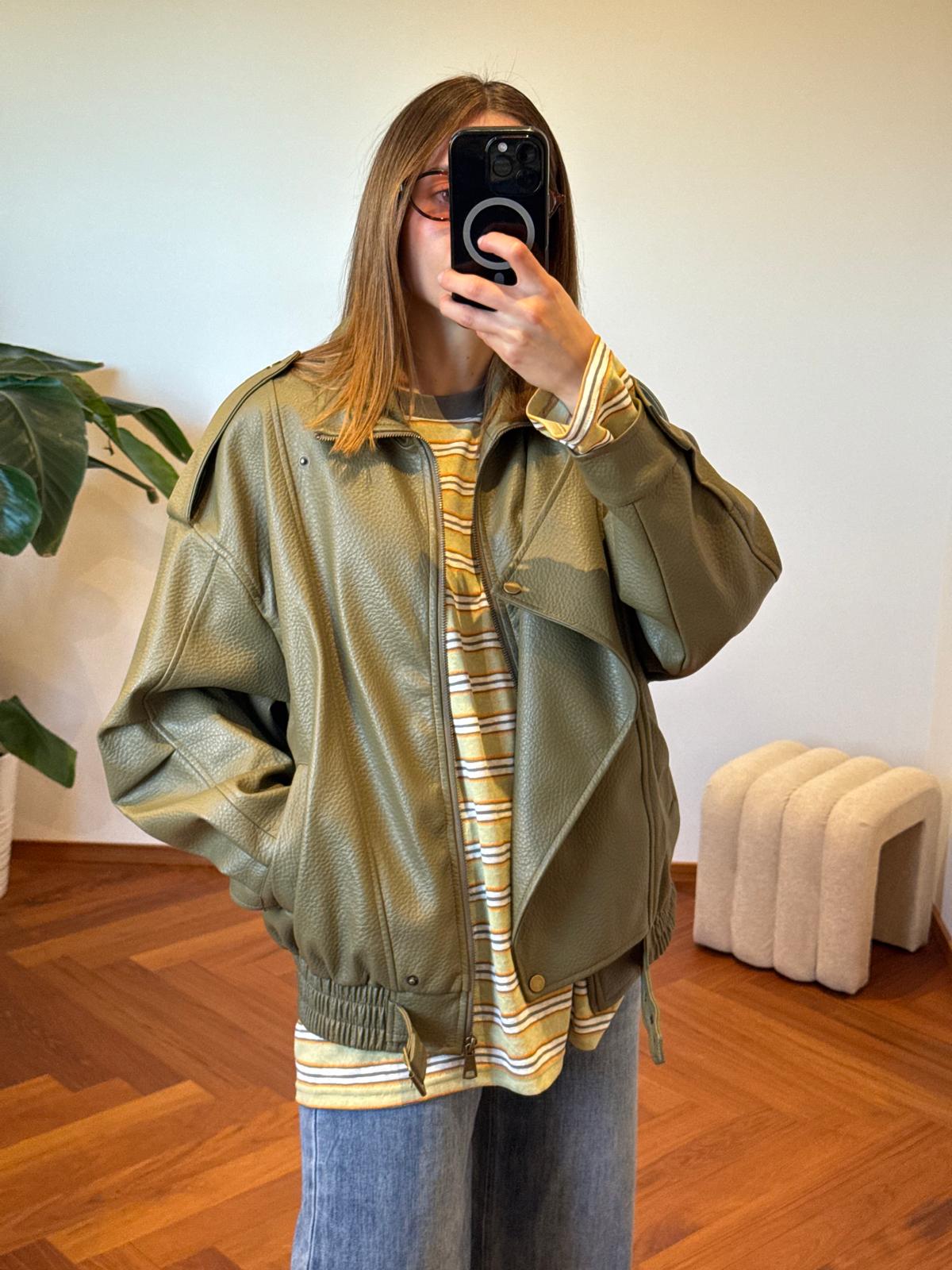 BOMBER ECOPELLE OLIVA