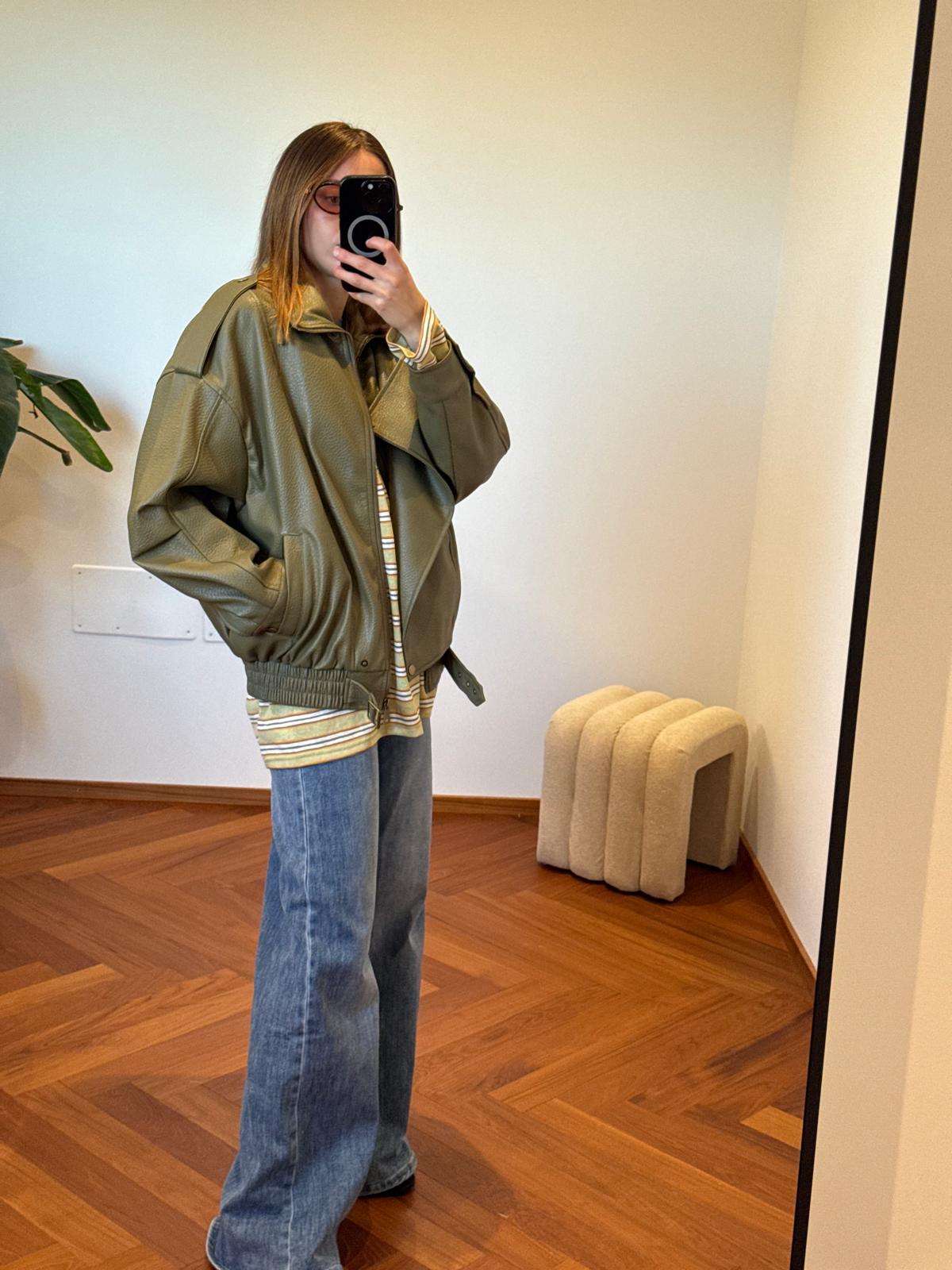 BOMBER ECOPELLE OLIVA