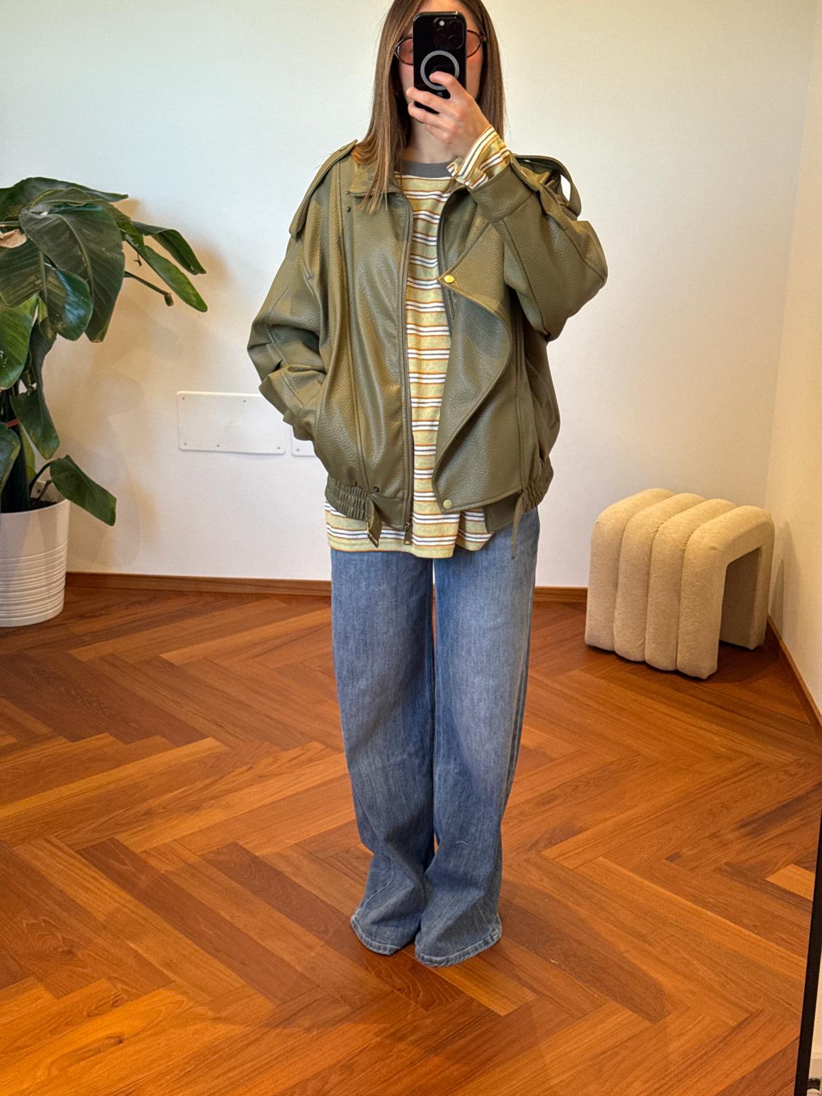 BOMBER ECOPELLE OLIVA