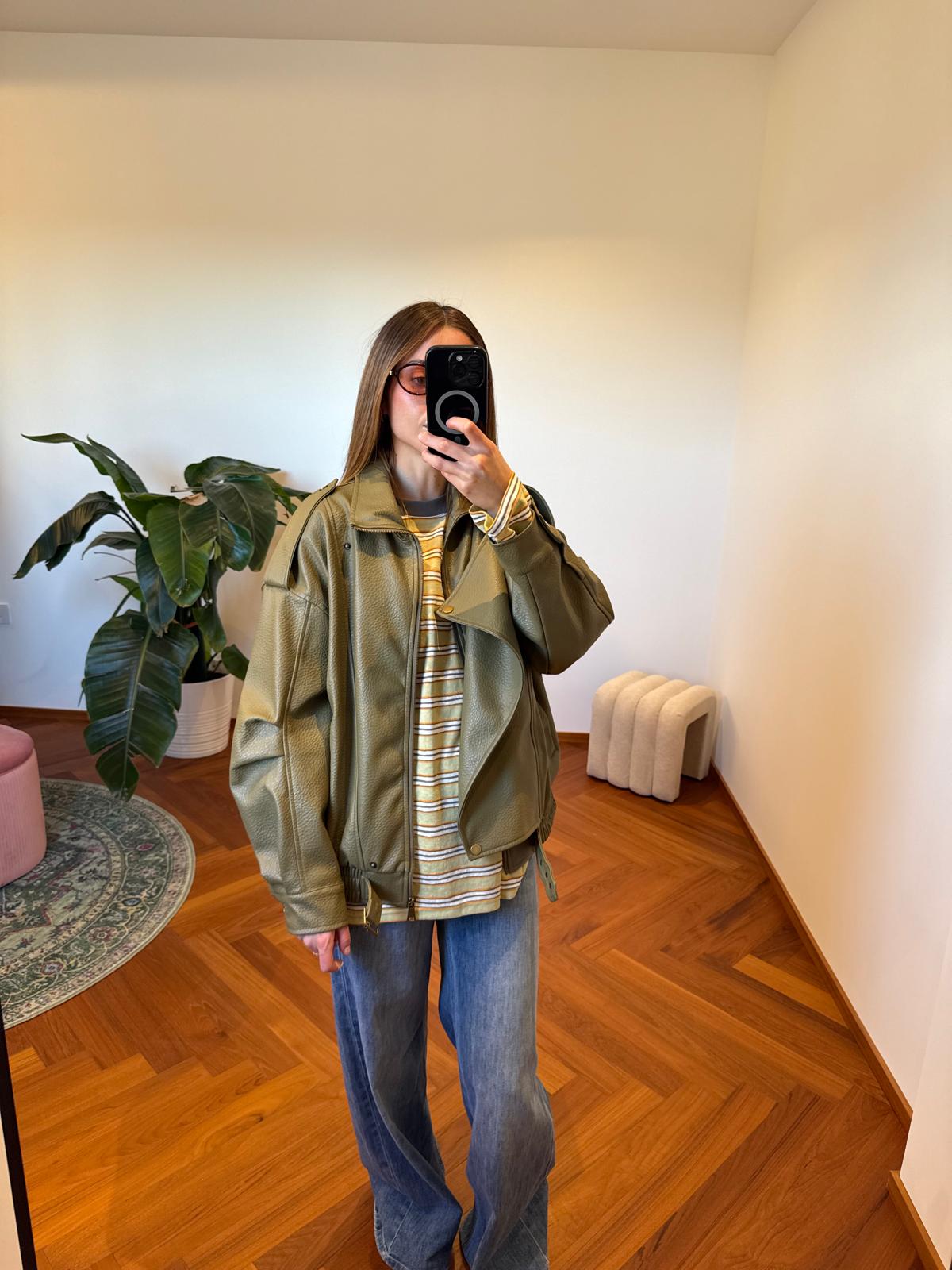 BOMBER ECOPELLE OLIVA