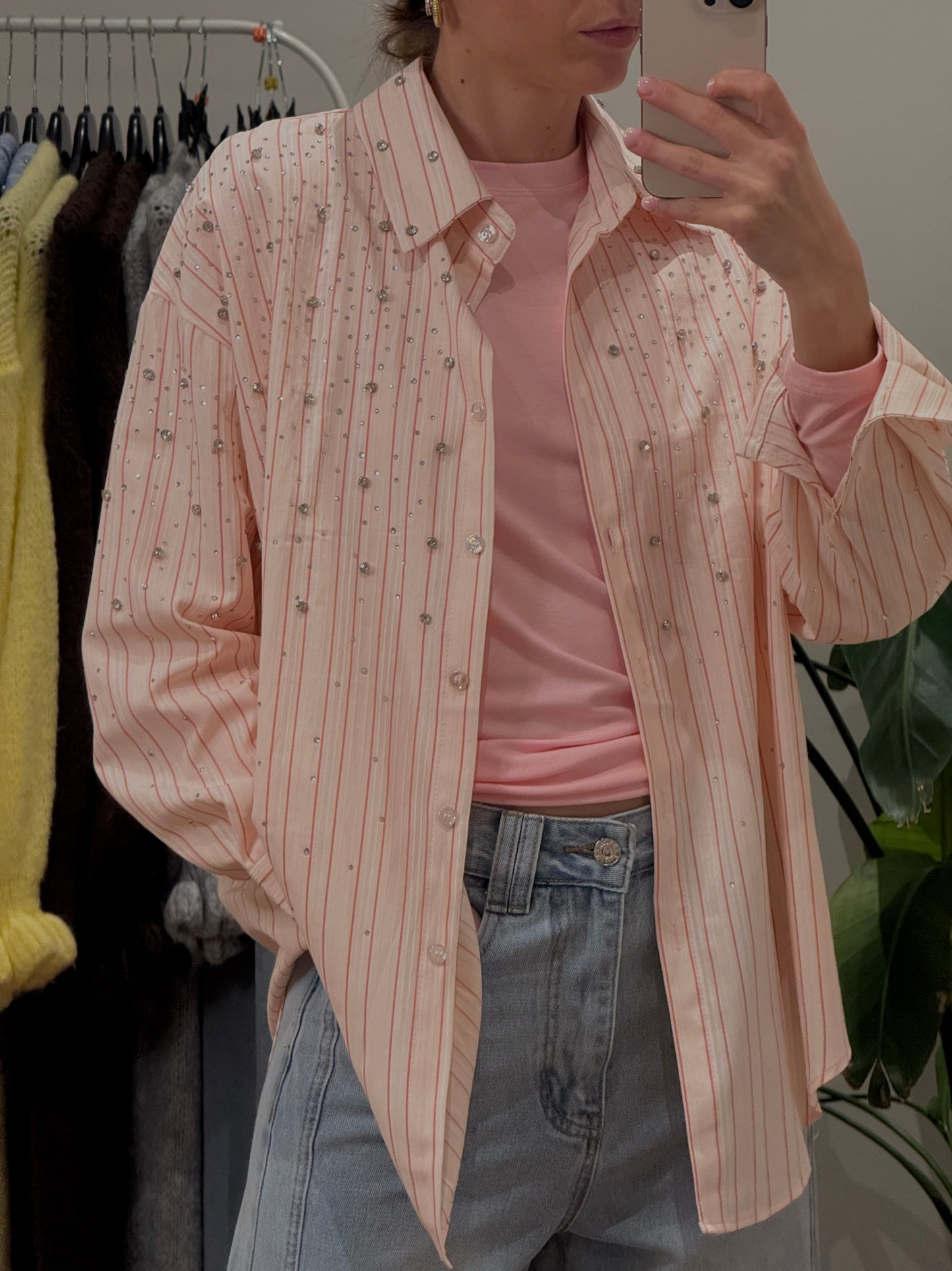 CAMICIA A RIGHE CON BIJOUX